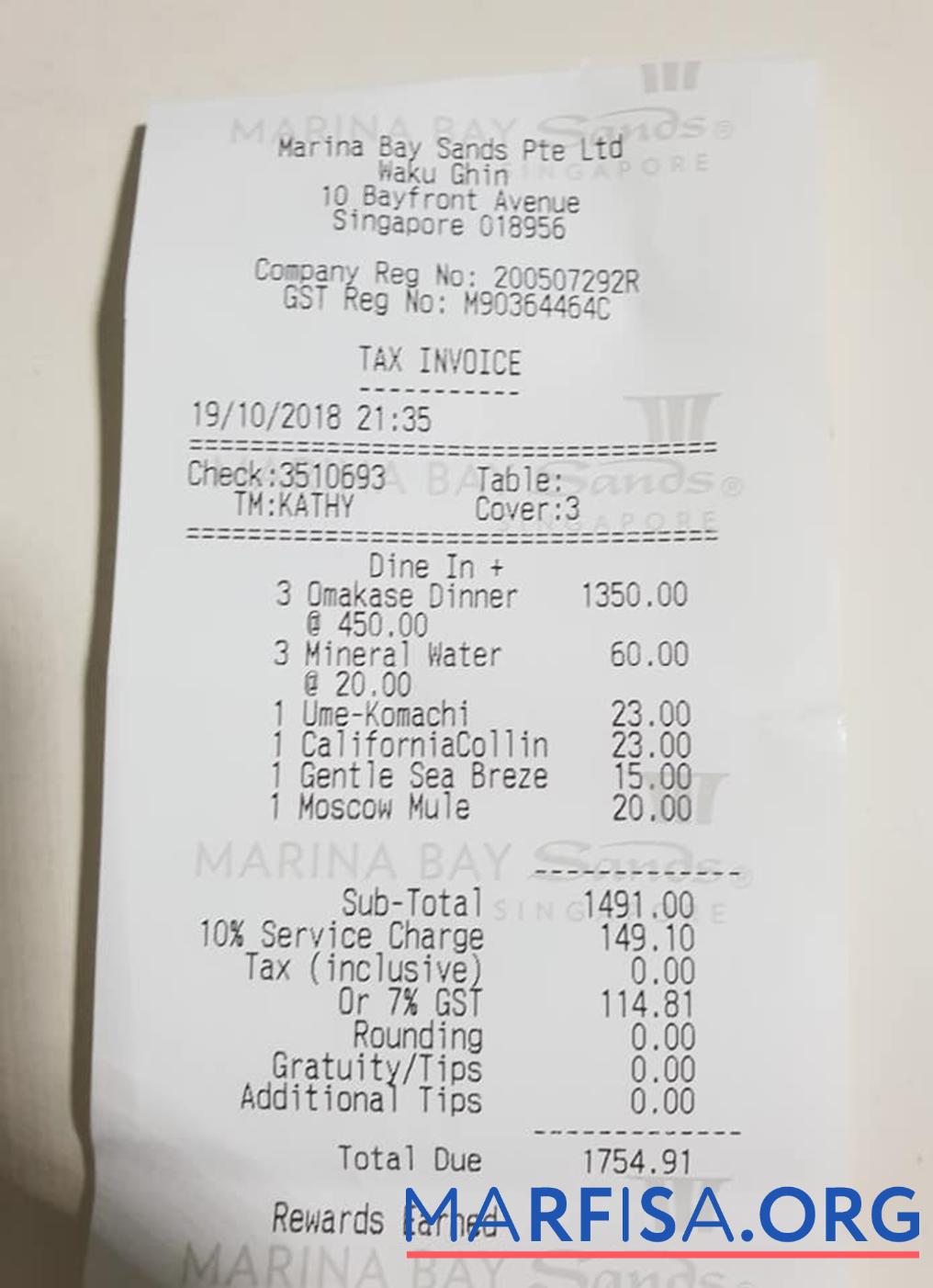 Downloadable Marina Bay Sands payment check example